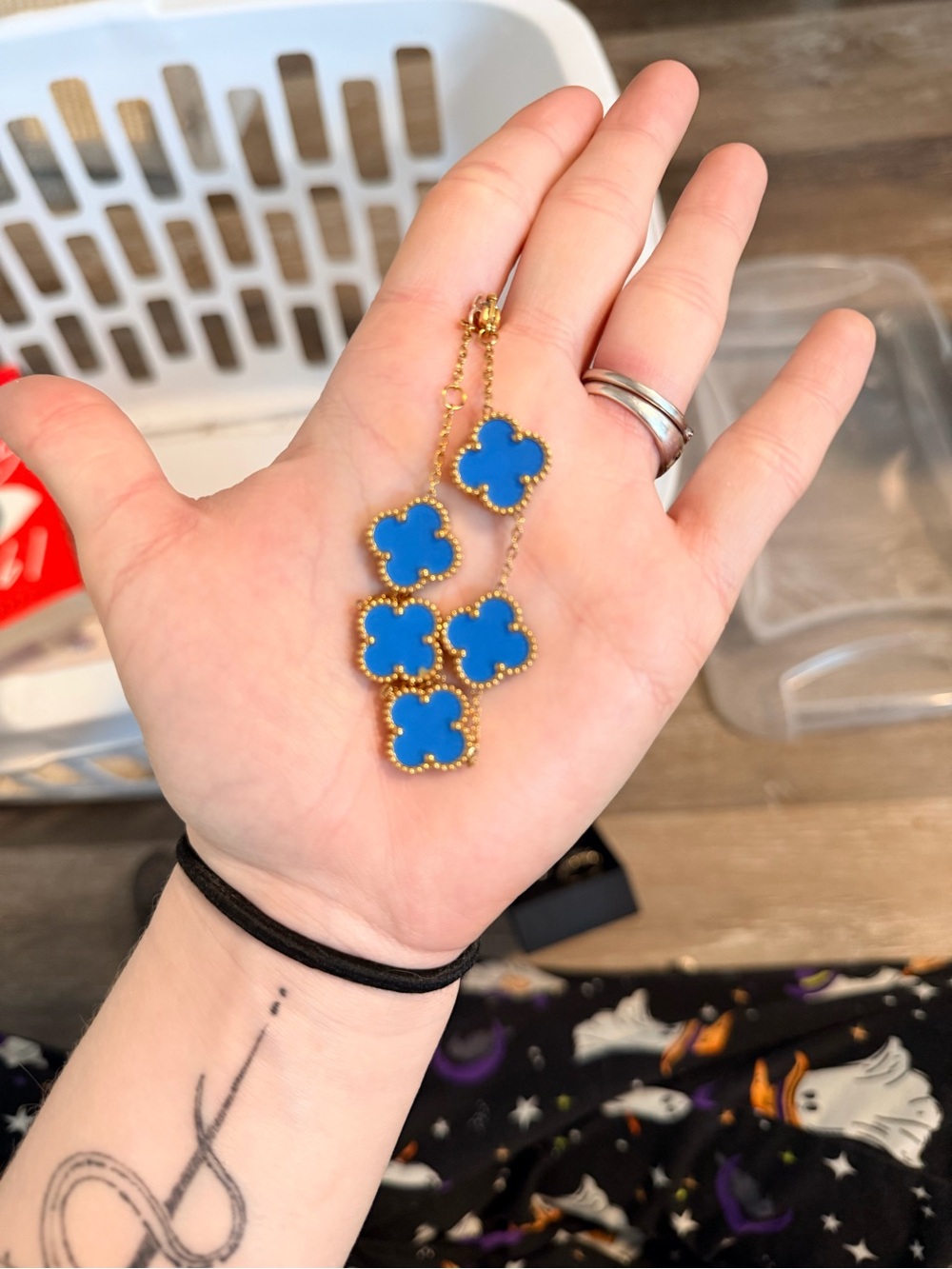 Van Cleef & Arpels Gold and Bright Blue Alhambra Bracelet